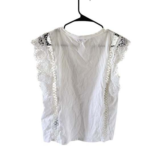 Sandro Paris White Lace Trim Womens Blouse - Picture 8 of 9